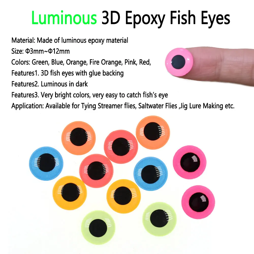 Bimoo Epoxi Luminoso Ojos 3D – Material Moscas Streamer Agua Salada - imagen 2