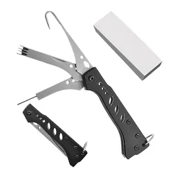 Cuchillo multifuncional para calamar plegable con gancho y hoja