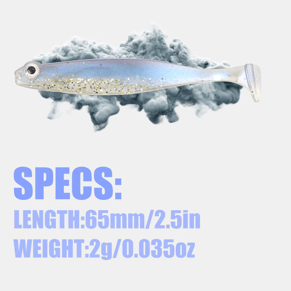 B&U Shad T-tail - Senuelo suave 3D ojos para lucio y lucioperca