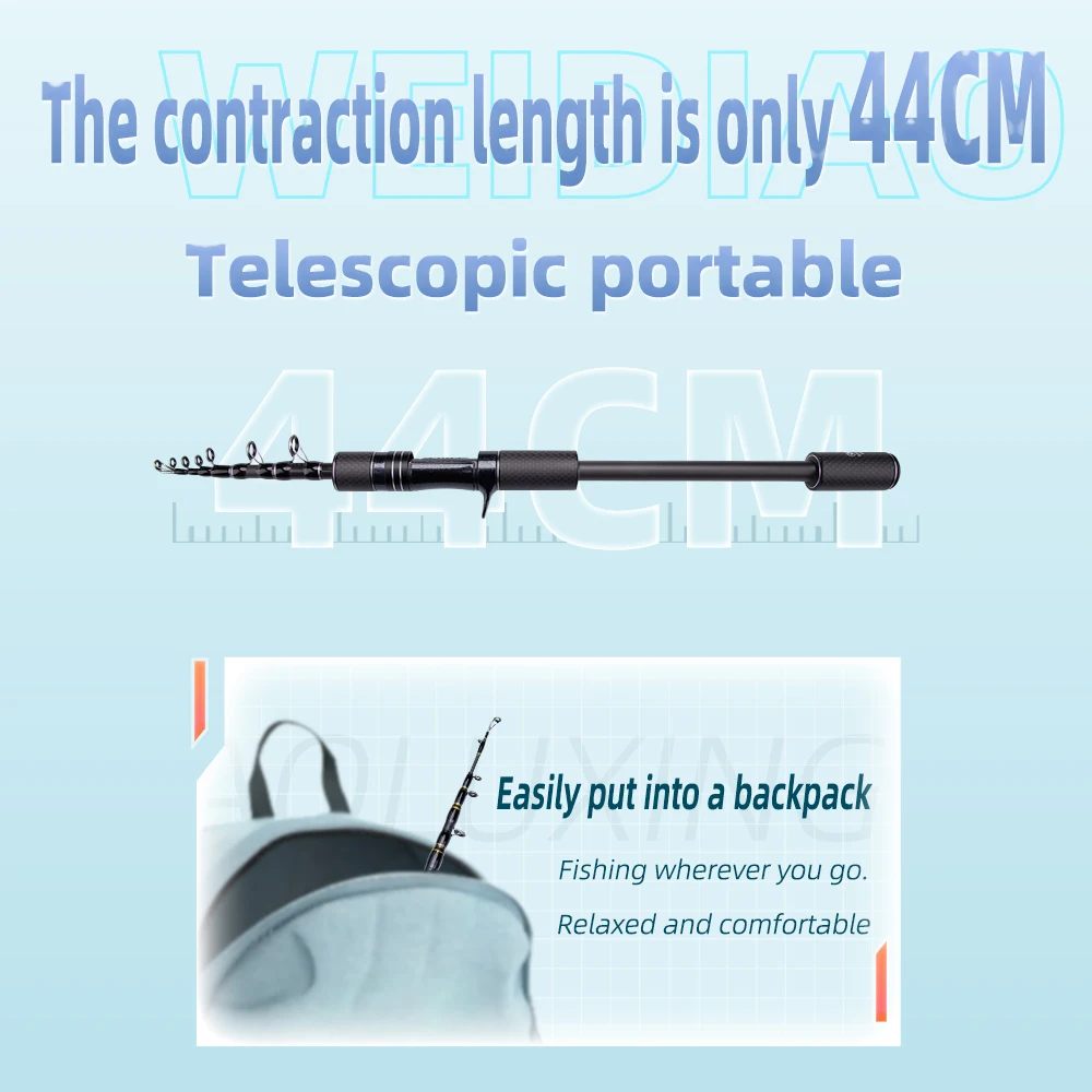Caña telescópica y diseño compacto
