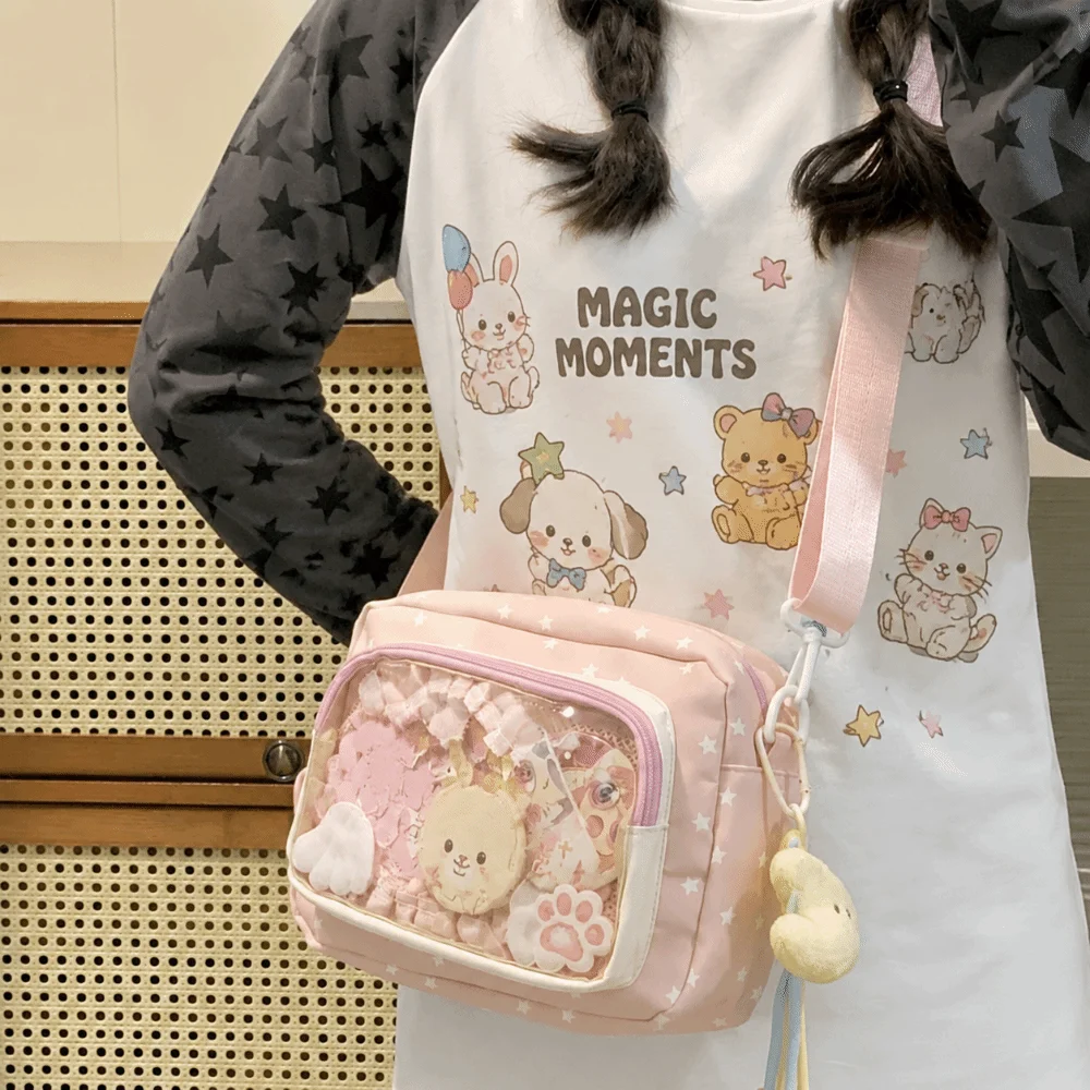 Bolsa bandolera transparente con patrón estrella y divisor - imagen 3