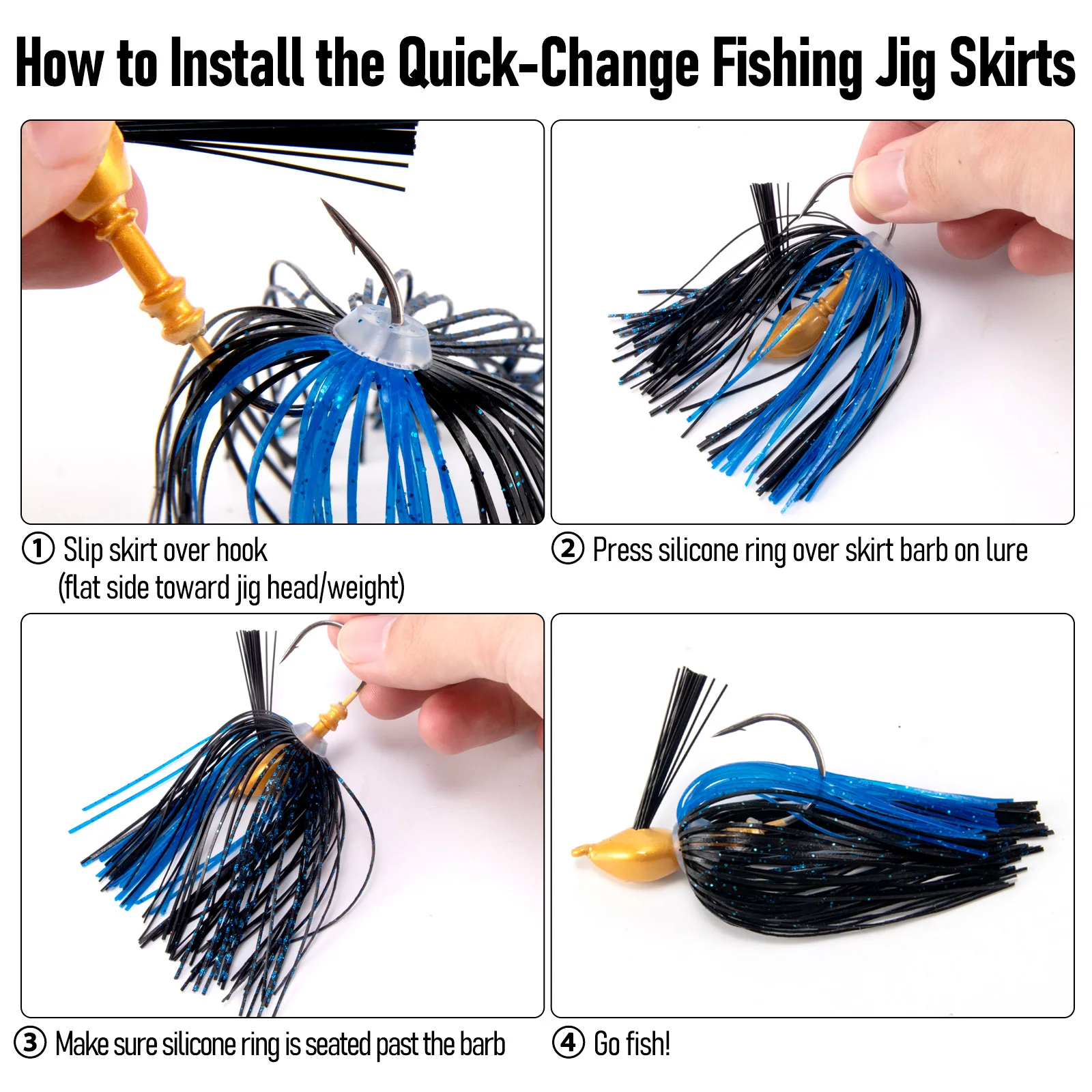Faldas de silicona para spinnerbait, repuesto rápido con hilos - imagen 5
