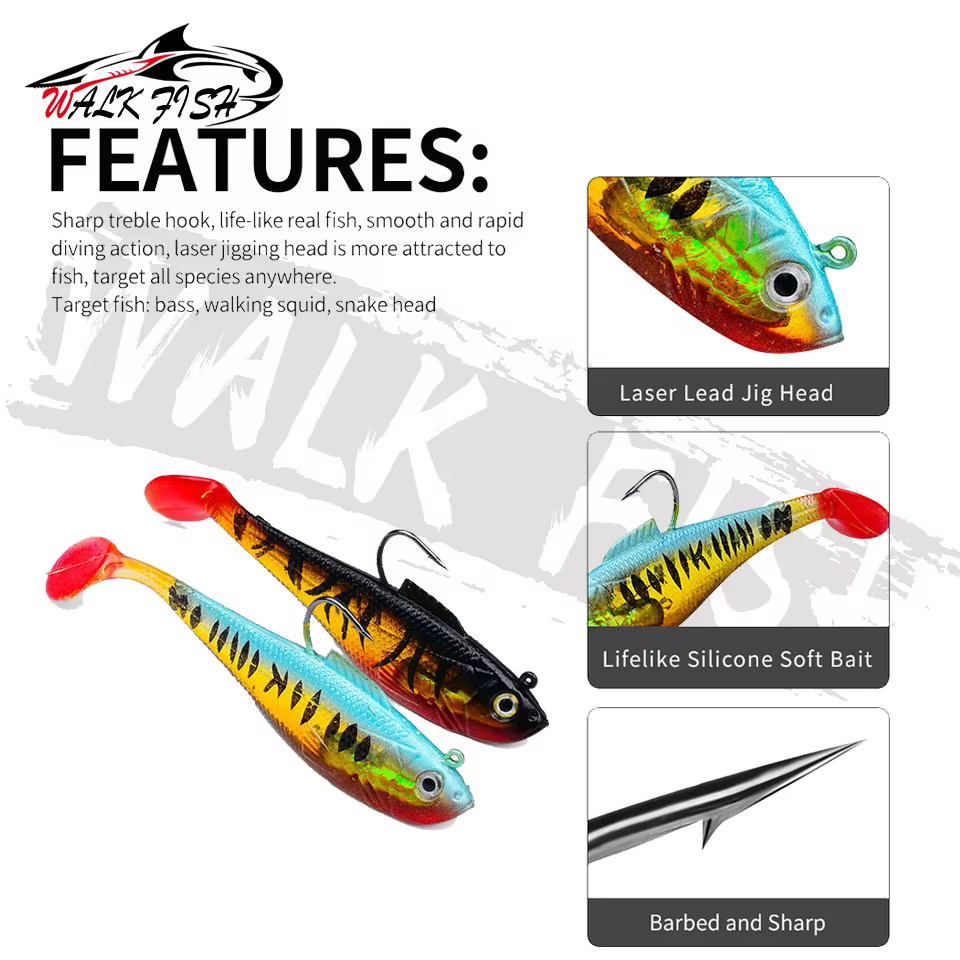 Walk Fish Swimbait de cola en T - Señuelo de pesca novedad temporada - imagen 5