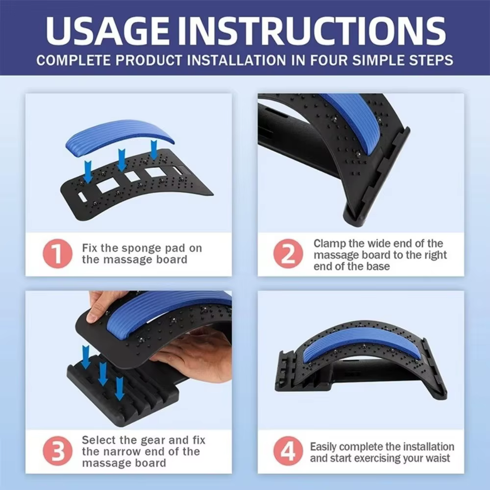 Persona usando el estirador lumbar en el suelo para aliviar tensión