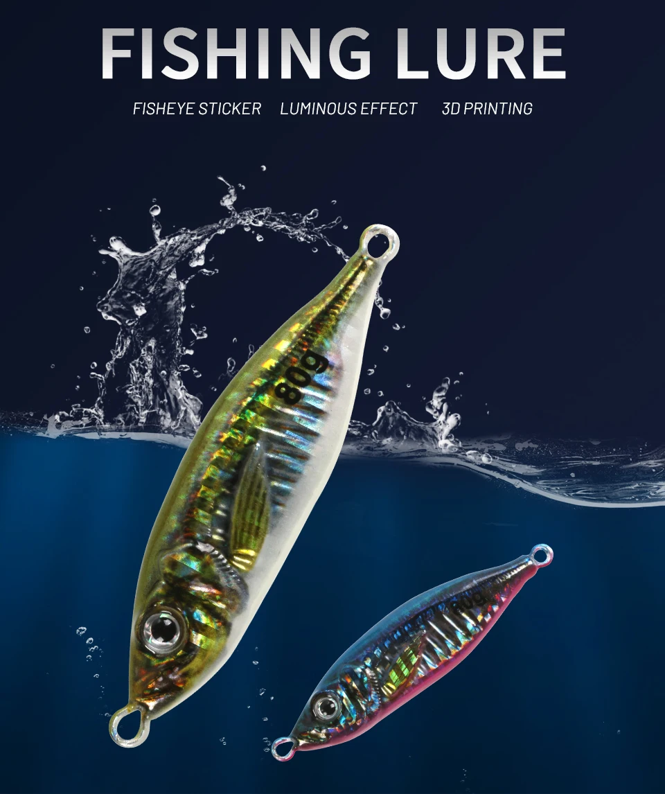 Detalle del cuerpo metálico y ojos 3D del señuelo