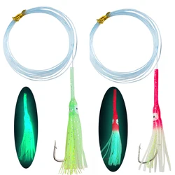 Señuelos con faldas de calamar luminosas anti-mordida para caballa