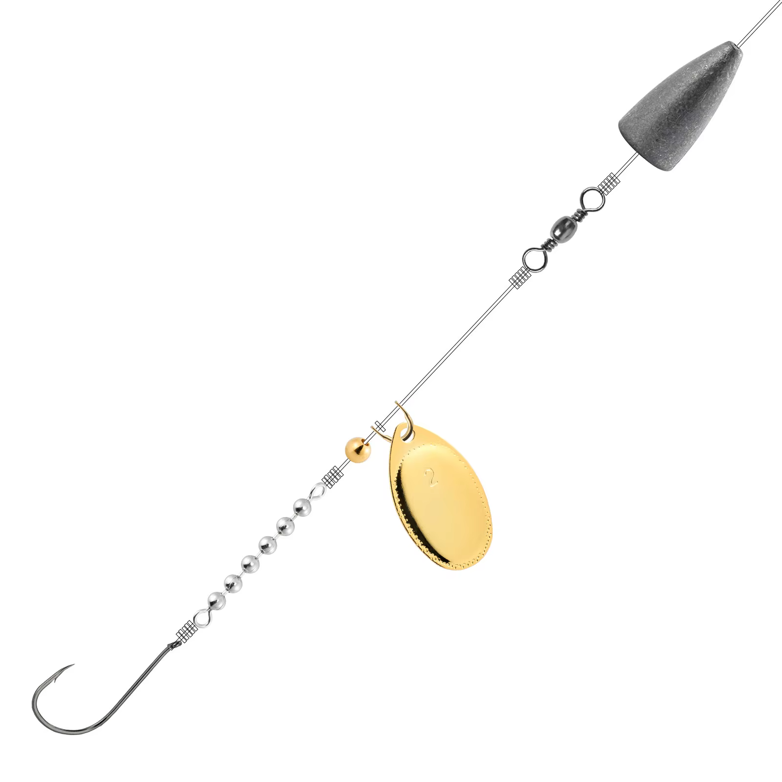 Cadena de cuentas giratoria para pesca Acero inoxidable Anillo solido - imagen 3