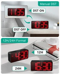 ORIA Digital reloj de pesca LED pantalla grande alarma dual DST