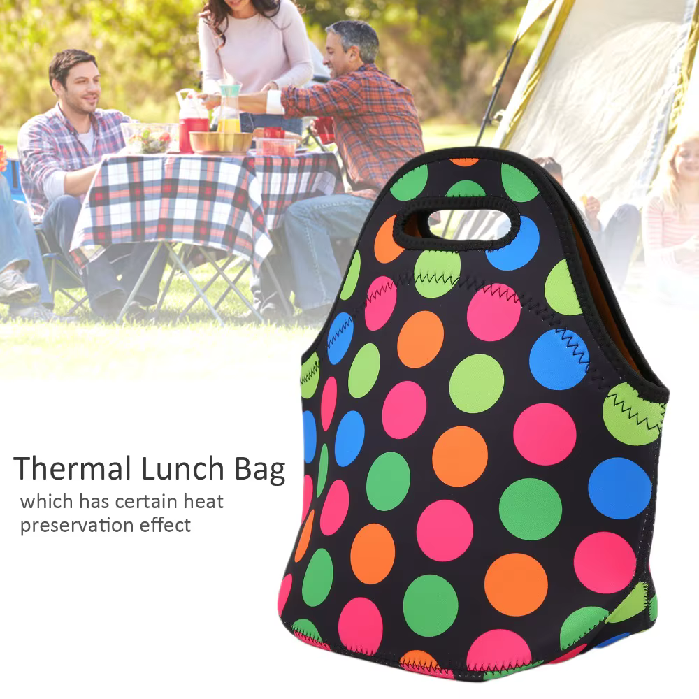 Bolsa de picnic plegada mostrando textura del neopreno