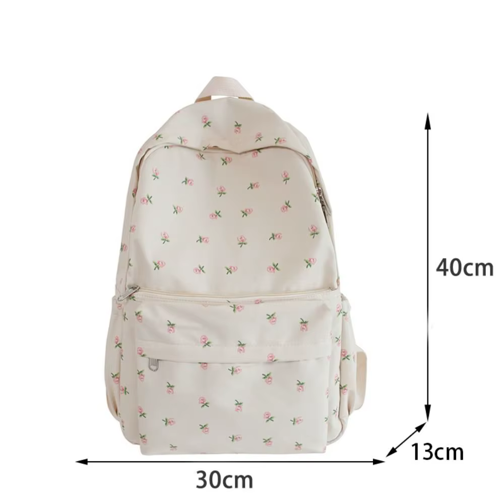 Mochila escolar blanca con estampado vista frontal