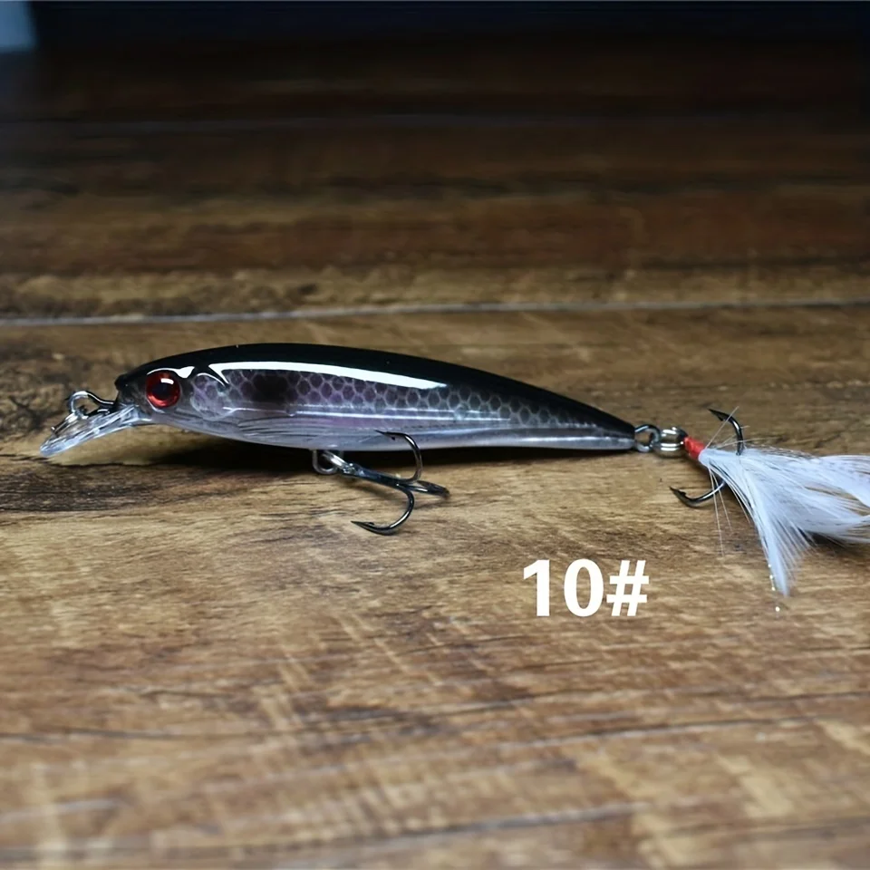 Wobbler Minnow biónico para lucio con anzuelo de plumas - imagen 5