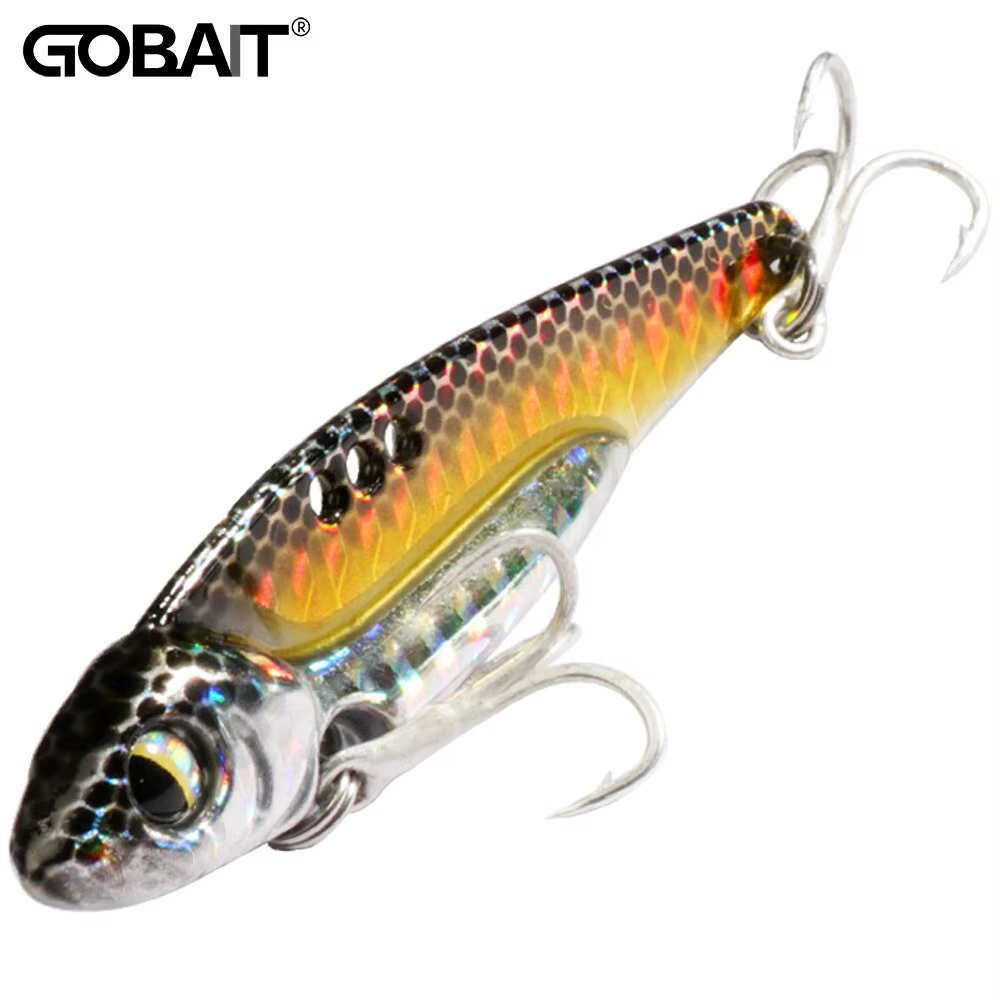 Wobbler VIB de metal con anzuelo triple y spinner - imagen 3