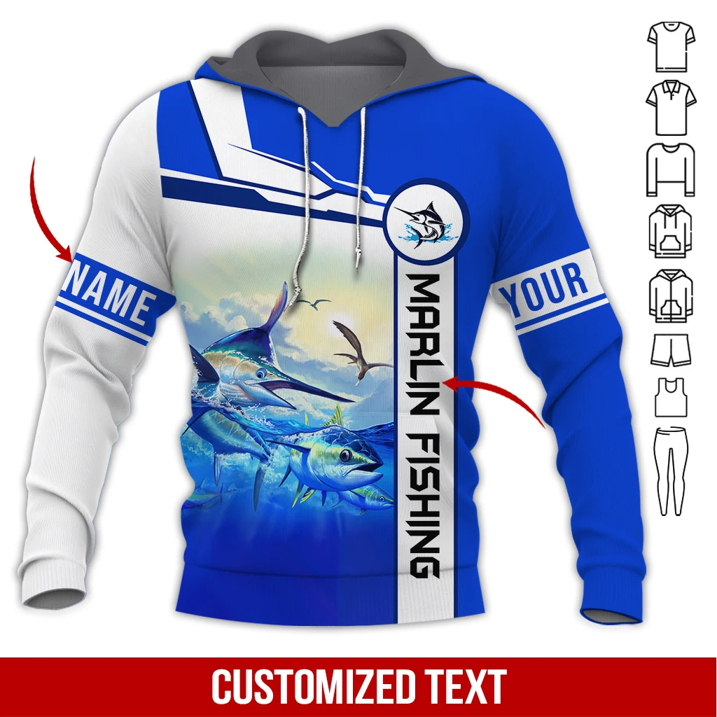 Marlin Fishing Sudadera con capucha 3D estampado zip para hombre - imagen 5