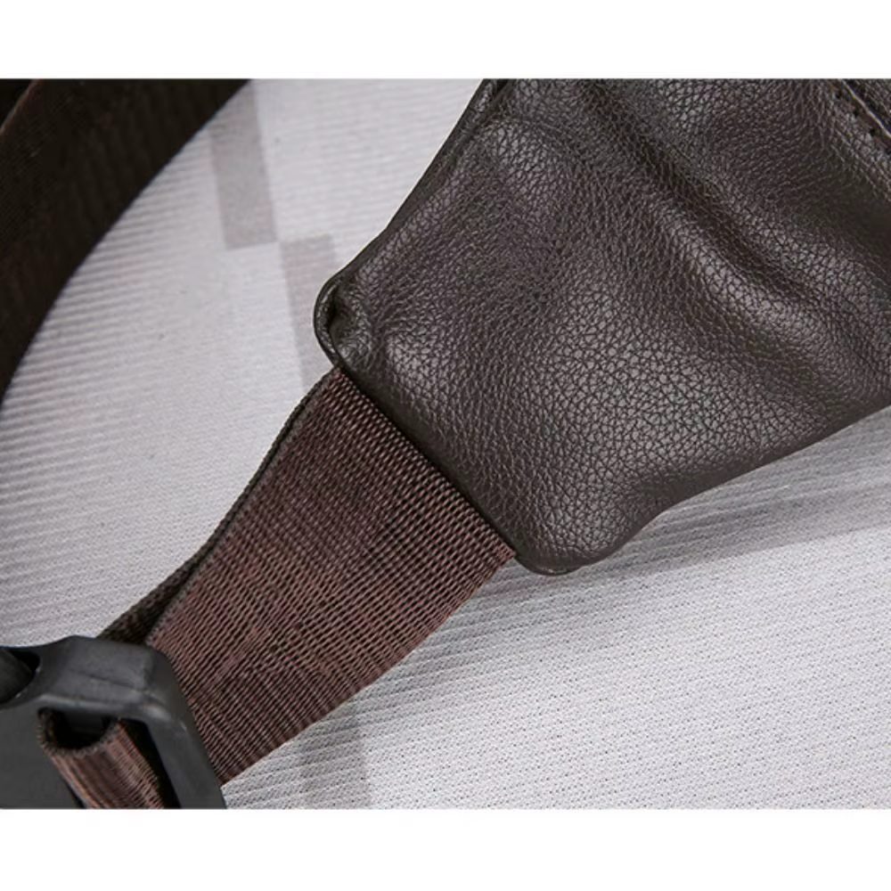 Riñonera de cuero impermeable con múltiples compartimentos