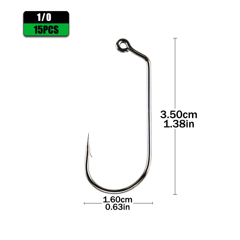 Anzuelos Jig Head de acero carbono, ojo compensado 60° para lubina - imagen 3