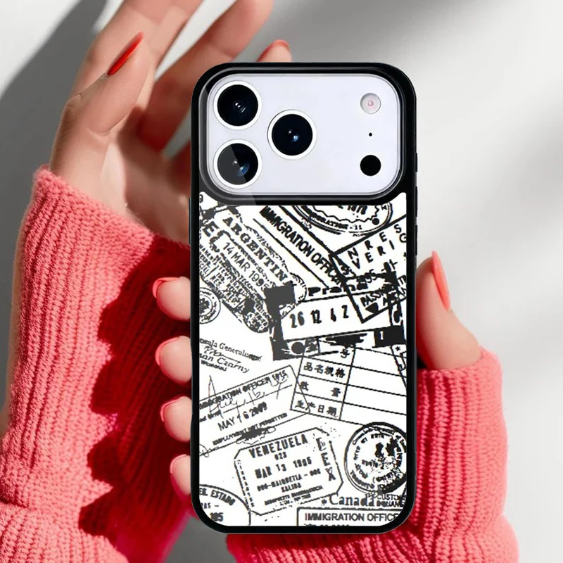 Funda retro con diseño de sellos