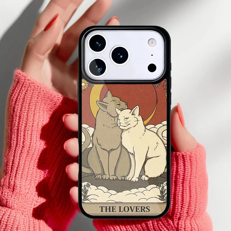 Funda para iPhone con diseño de gato del Tarot La Emperatriz en color dorado