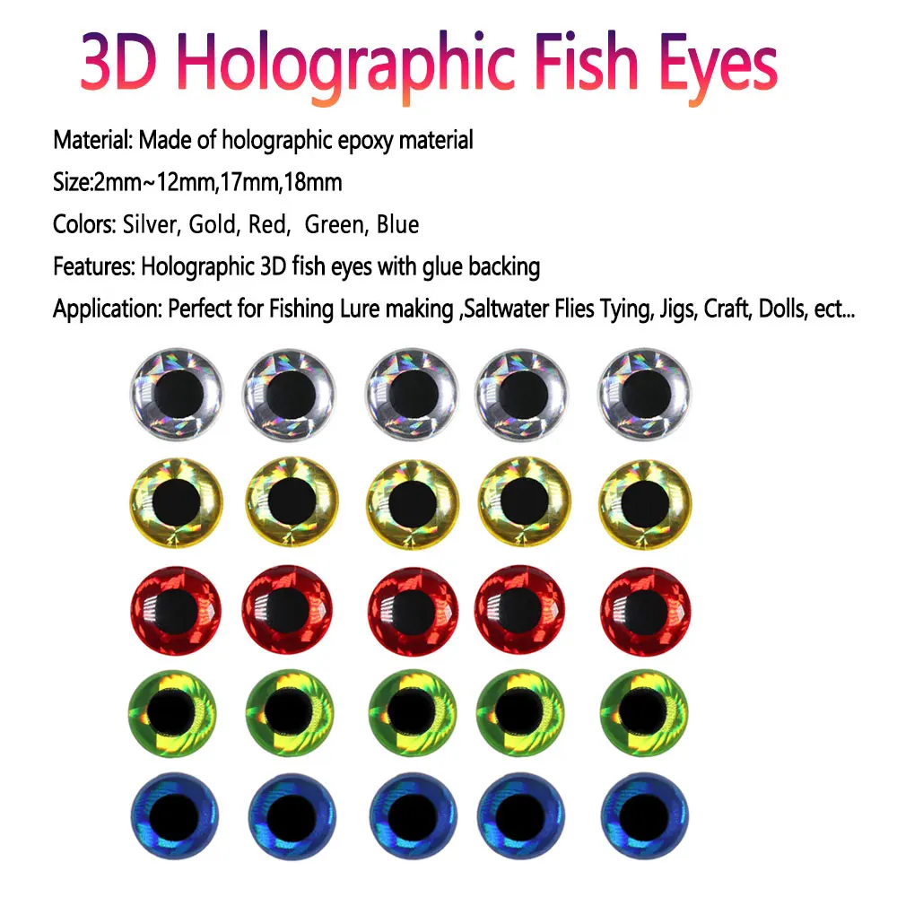 Bimoo ojos de pez holográficos 3D – para moscas y señuelos - imagen 2
