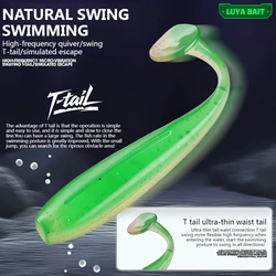 Walk Fish Señuelos tipo gusano TPR elásticos con cola en T flotantes