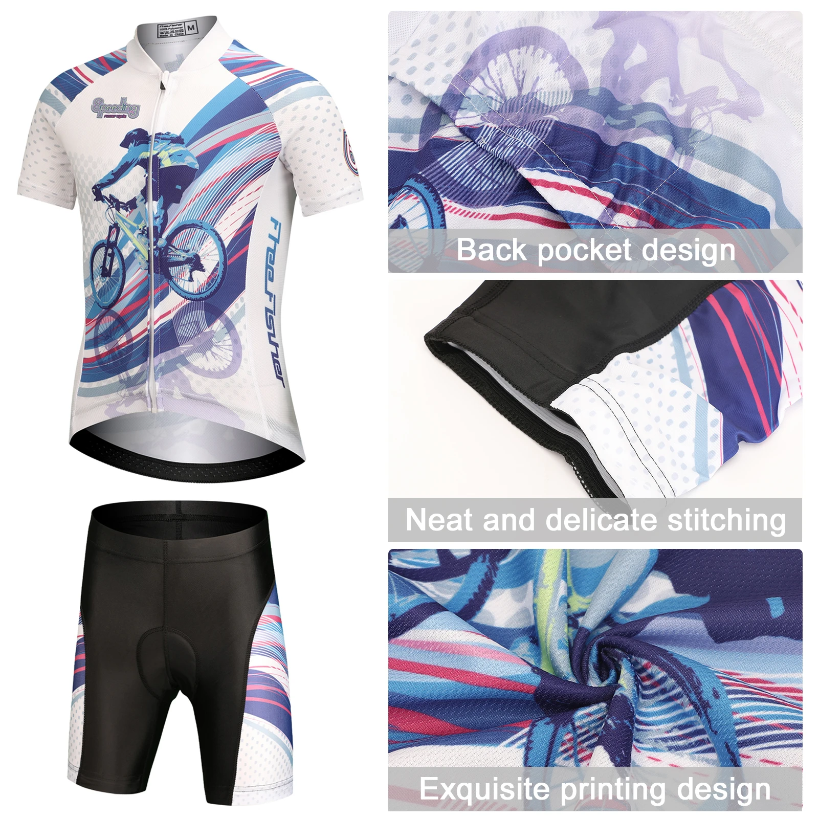 Conjunto de ciclismo infantil transpirable con pantalón acolchado - imagen 5