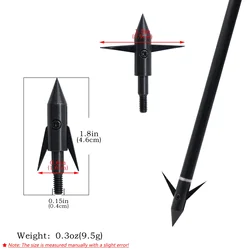 Punta de caza de metal negro con doble cuchilla afilada y púas