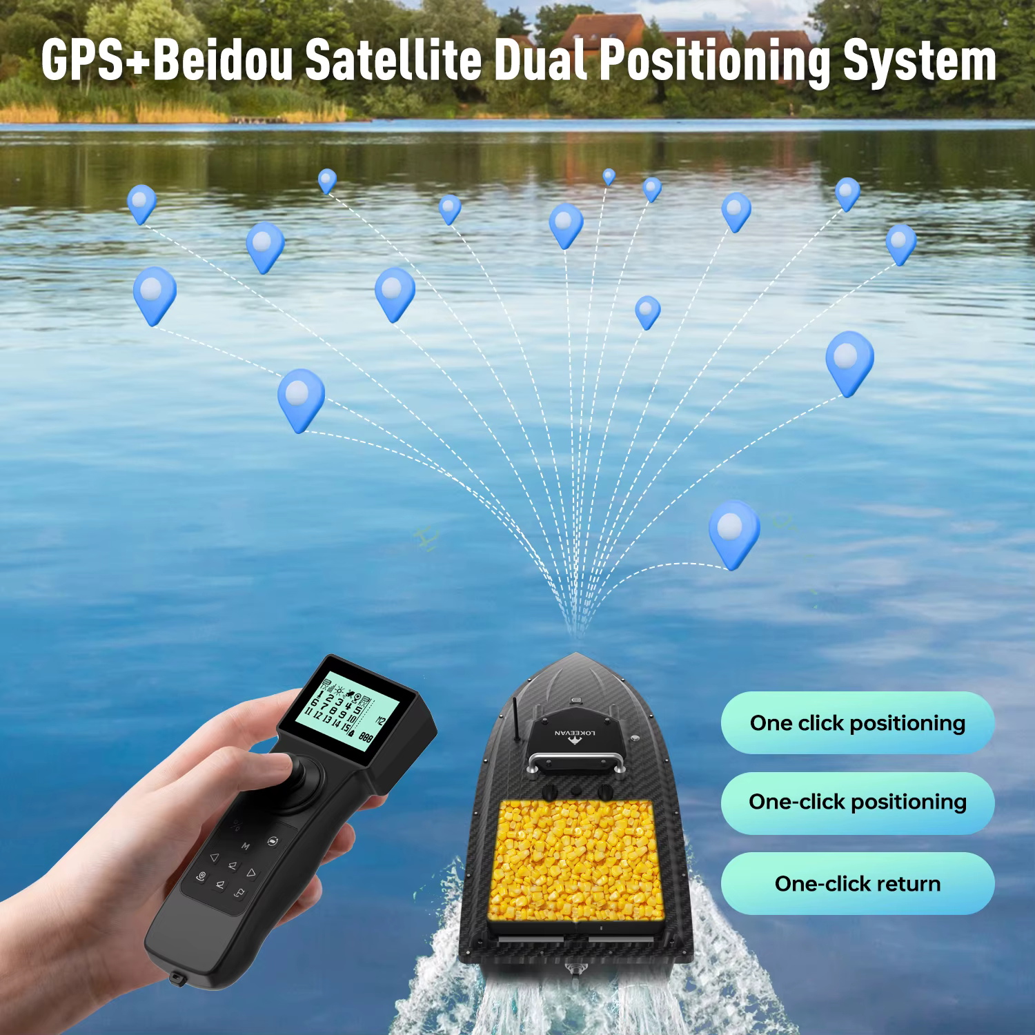 Barco cebador GPS LOKEEVAN – Control 2.4G con retorno automático - imagen 4