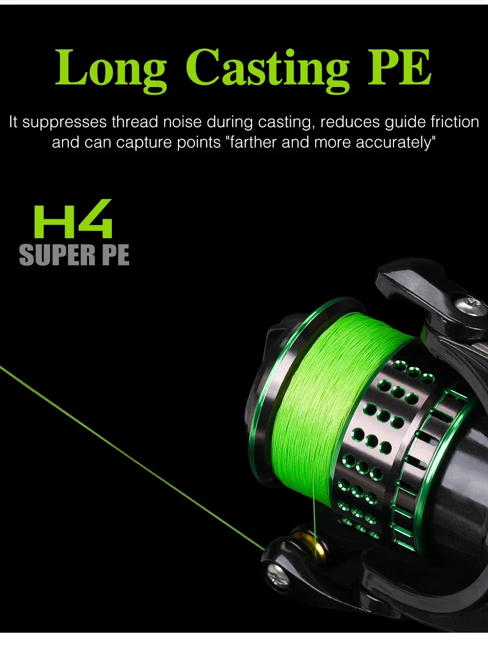 Trenzado PE 4 hebras Tsurinoya H4 para pesca de trucha - imagen 3