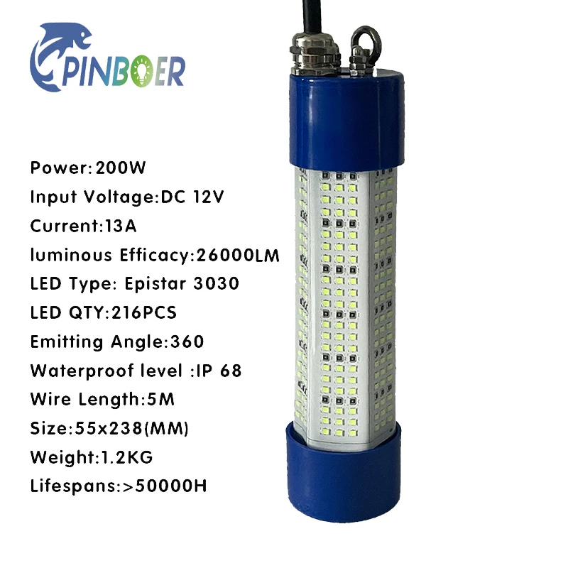 Pinboer Luz de Pesca Submarina LED 300W – Sumergible alta potencia - imagen 2