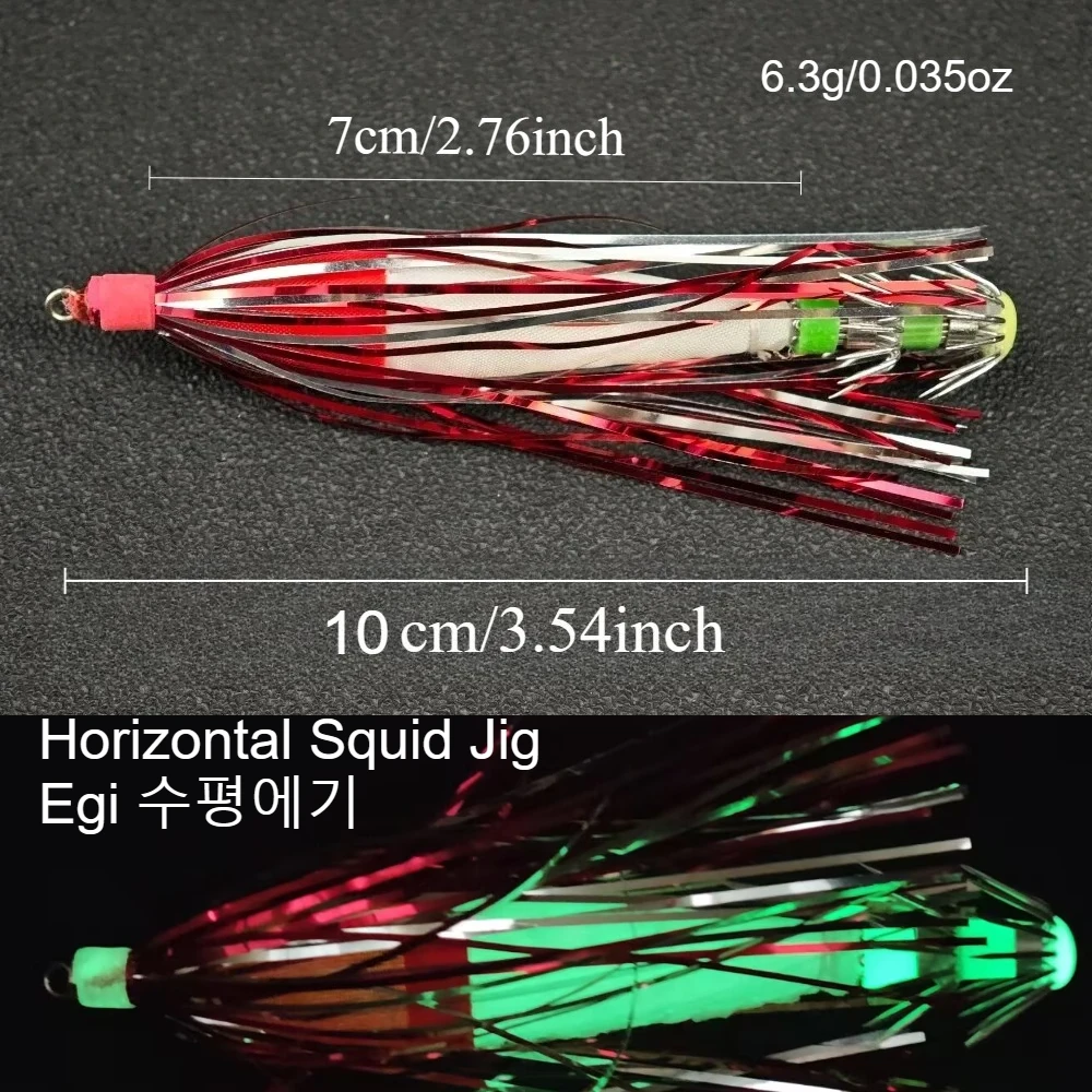 Jig de calamar Egi brillante glow con tinsel para pesca en agua salada