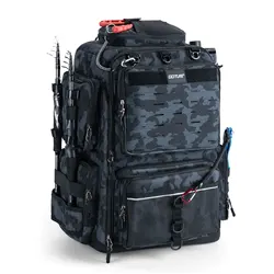 Goture Mochila de pesca con portacañas – Gran almacenamiento accesorios