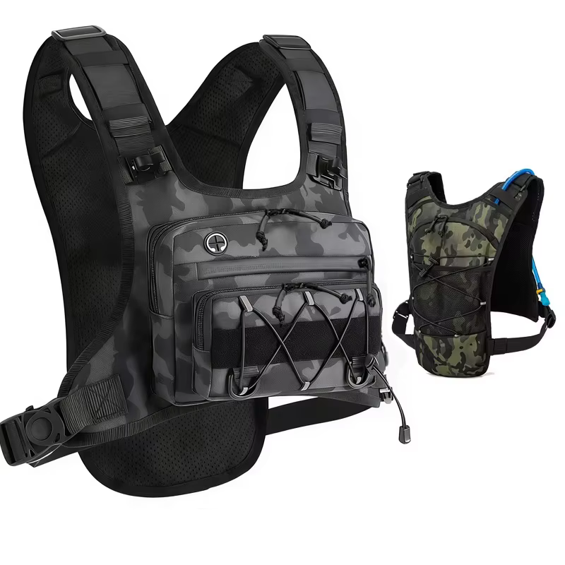 Bolsa de pesca pecho camuflaje con chaleco hombre para aparejos