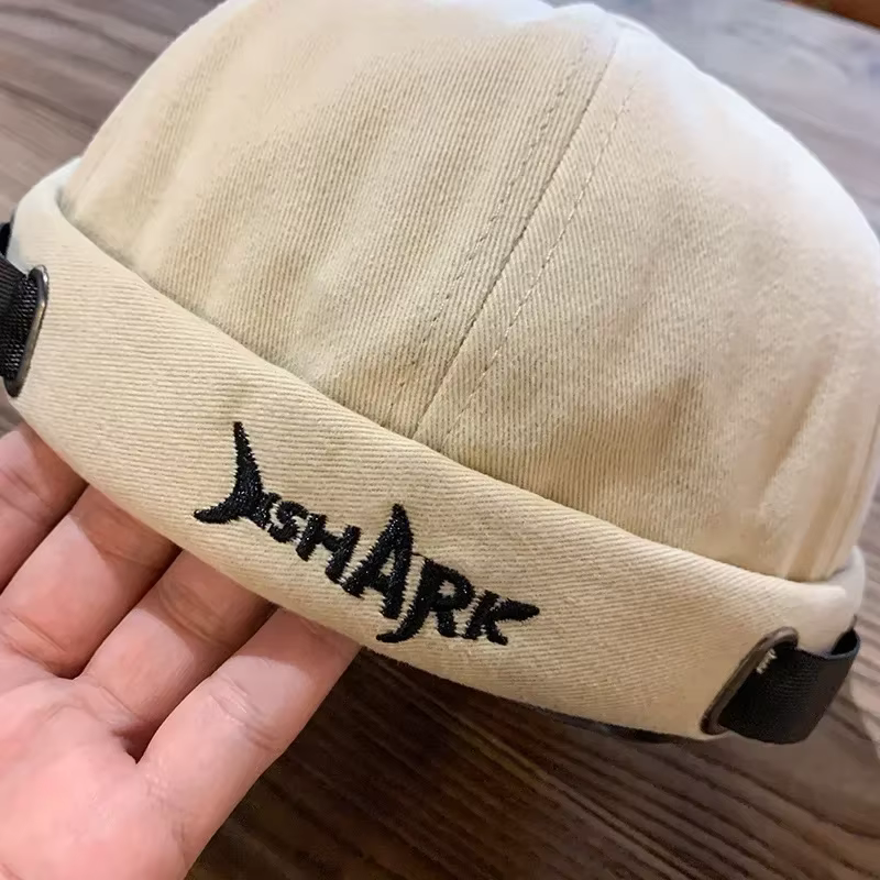 Gorro sin ala de melón algodón con bordado tiburón unisex para pesca - imagen 2