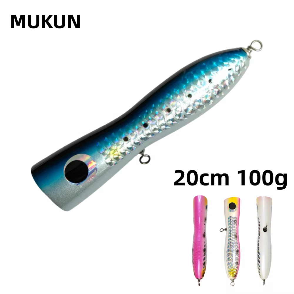 Popper Topwater madera – Señuelo flotante de superficie para mar - imagen 4