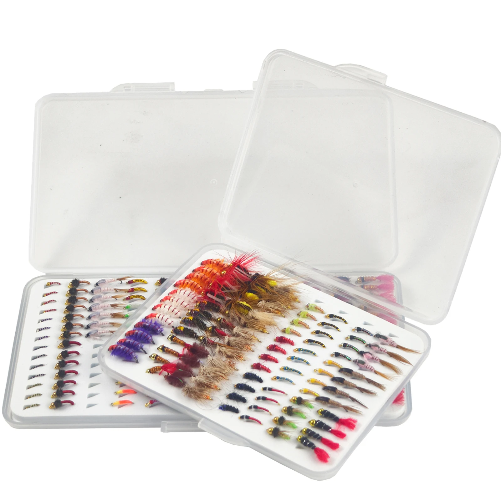 Moscas para Trucha FREE FISHER: Caddis y Scud en caja
