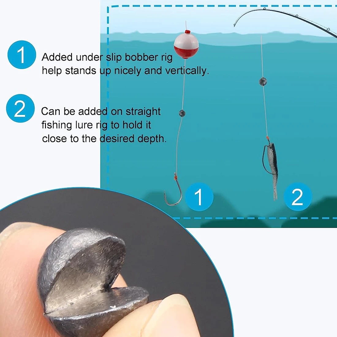 FishTrip Plomo de pesca redondo extraíble para agua dulce y salada - imagen 3