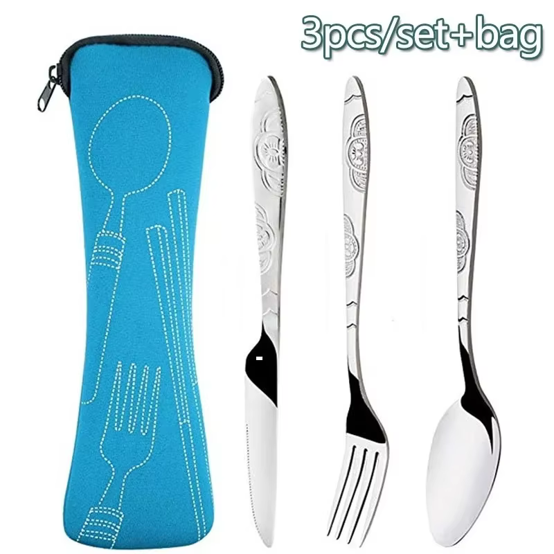 Cubiertos para acampar en vajilla de picnic lavable con estuche - imagen 3