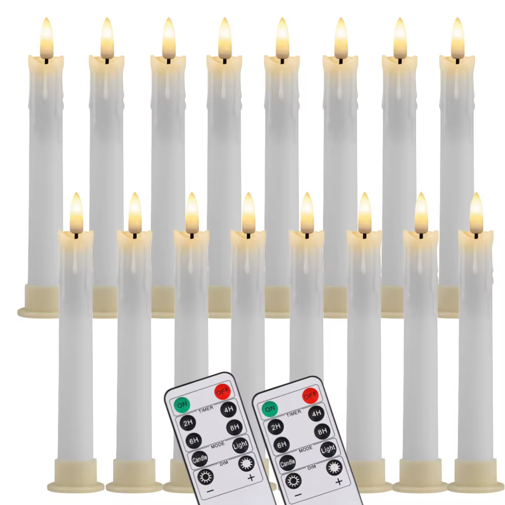 Velas LED cónicas sin llama con mando para Halloween y Navidad