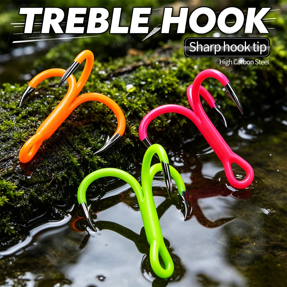 Anzuelos triples fluorescentes en varios colores