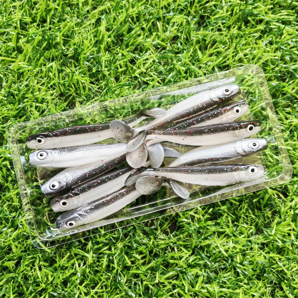 Swolfy Señuelos de Silicona Jigging-60mm 2g T Cola para Lubina y Lucio