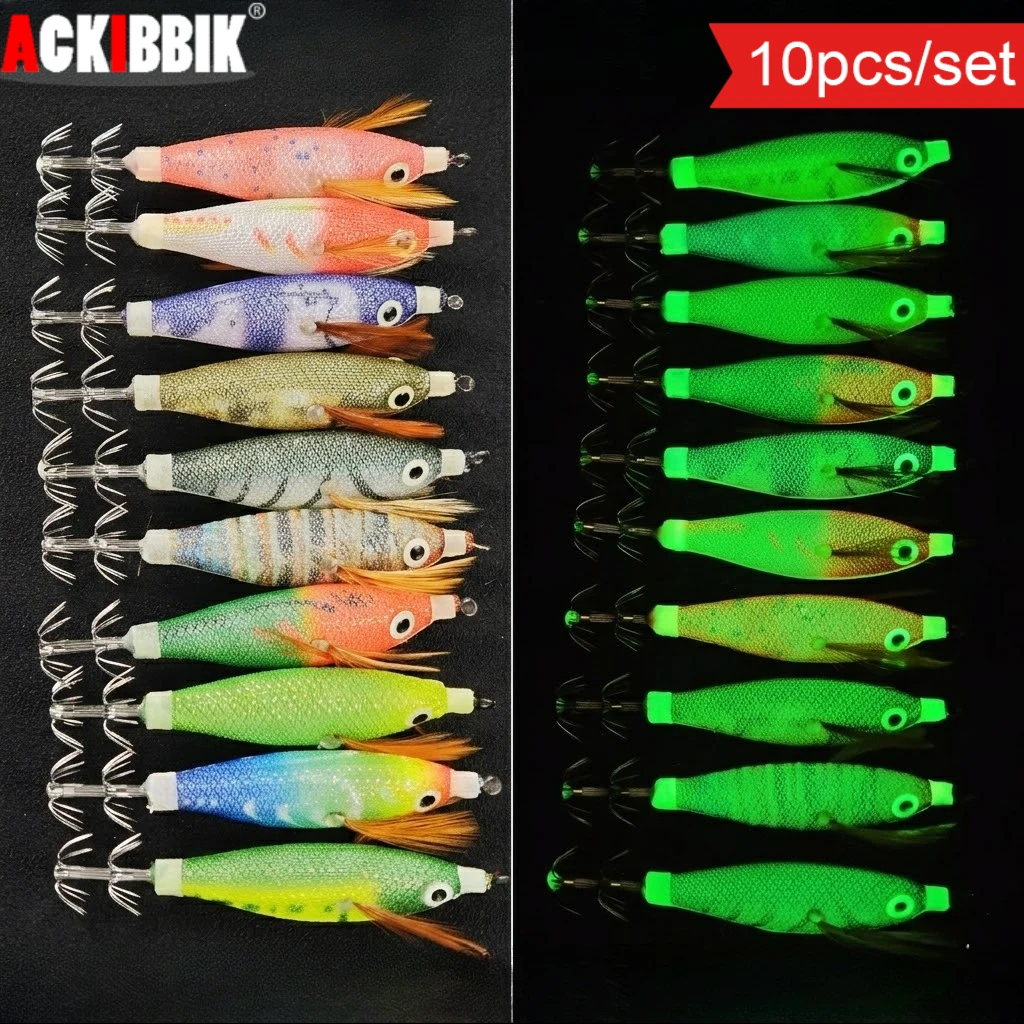 Señuelos Egi luminosos para calamar de 8 cm – camarón madera - imagen 4