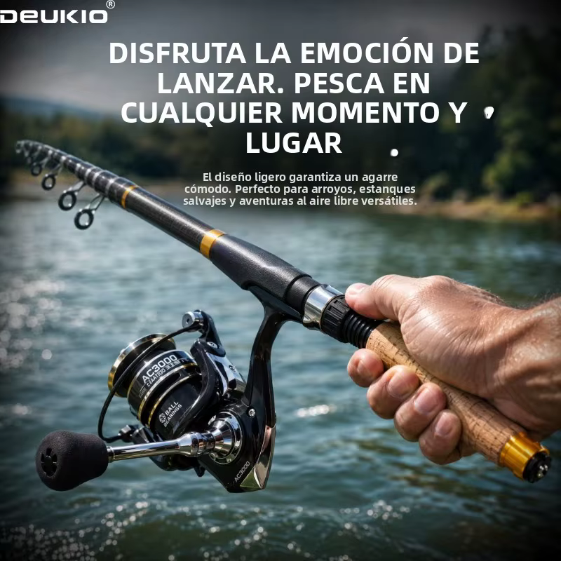 Kit Caña Telescópica Deukio Carrete 2000 para Pesca - imagen 5