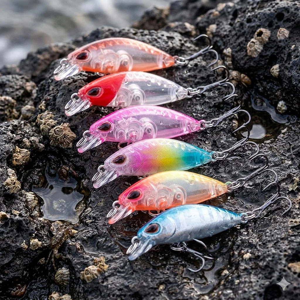 Pack de 6 señuelos Mini Sinking Minnow en distintos colores