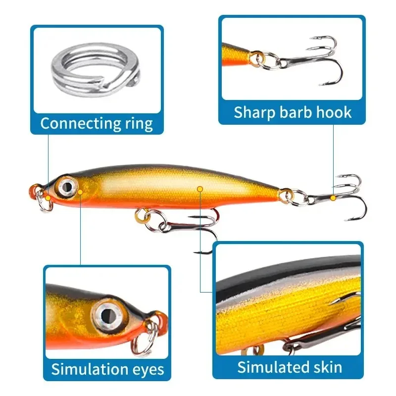 Mini señuelo lápiz ALASICKA 53 mm hundimiento 3D para peces plateados - imagen 4