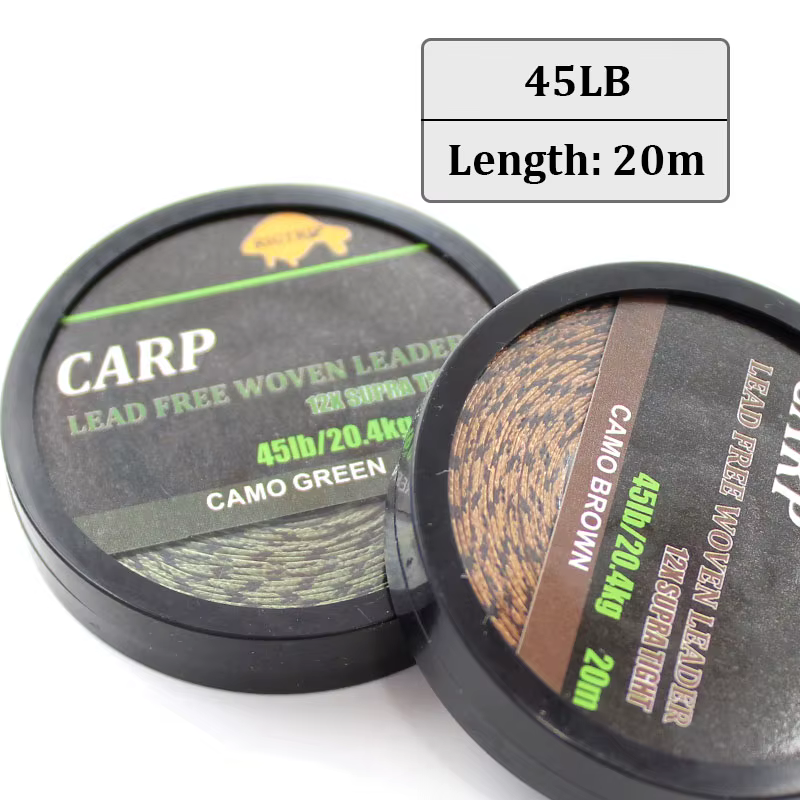 Línea de líder trenzada verde camuflaje 45LB para carpa - imagen 5
