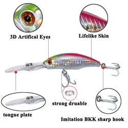 Crankbait flotante con labio largo 9,5 cm 8,5g para lubina, carpa y lucio