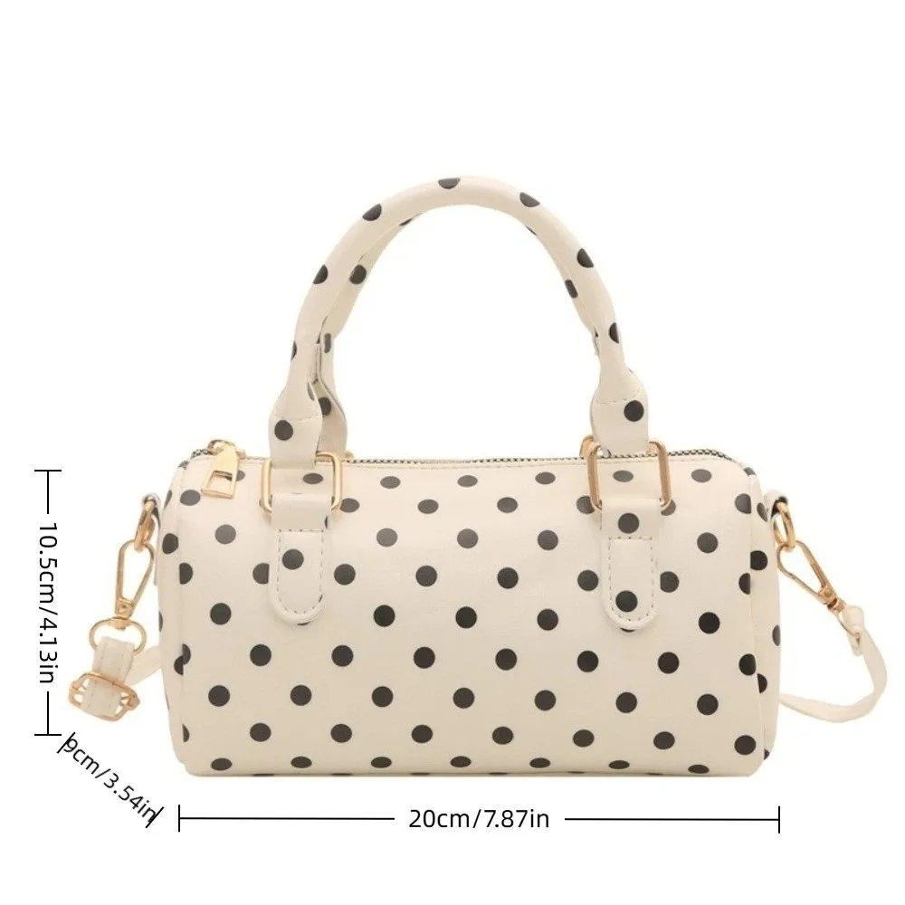 Bolso bandolera vintage con cremallera y lunares estilo coreano - imagen 2