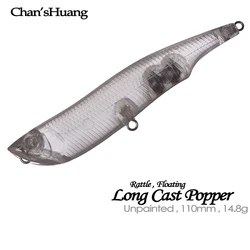 Popper de fundición larga sin pintar Chan'sHuang para pesca