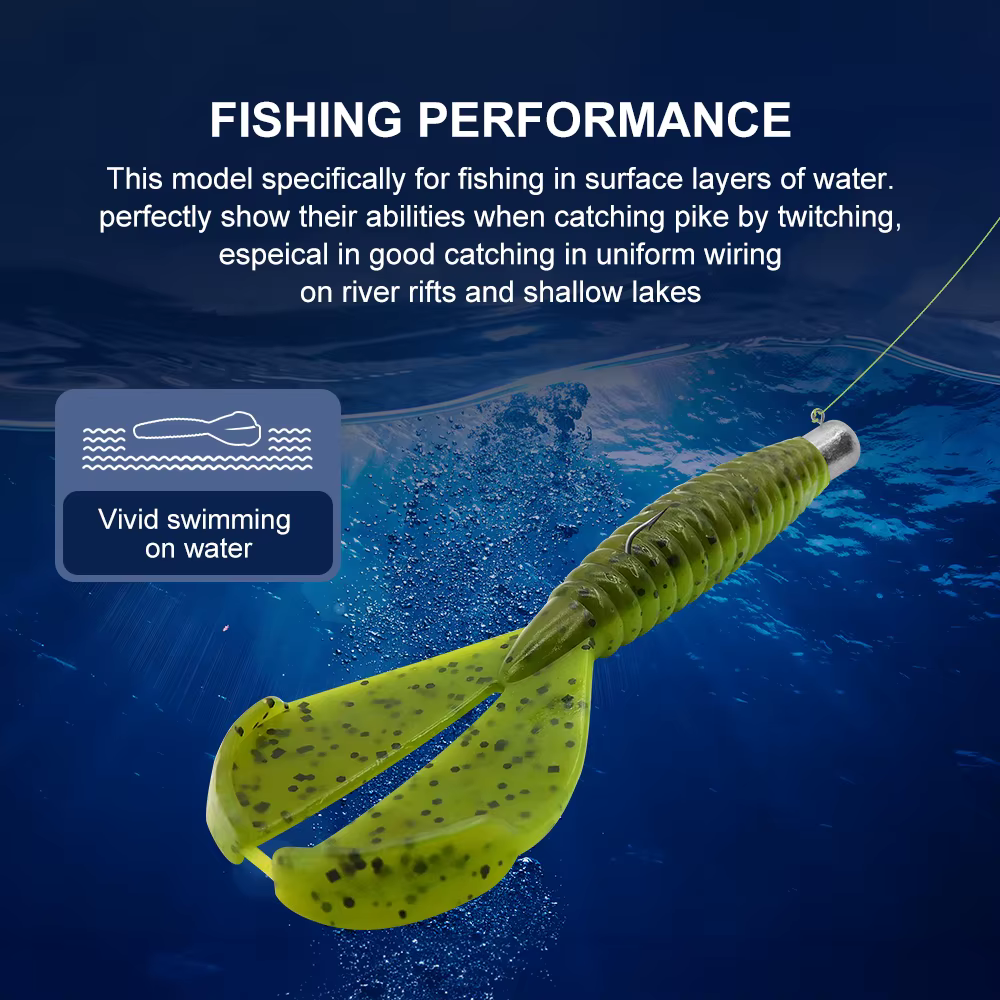 ESFISHING Vinilo Doble Cola 90mm – Cebo Cangrejo para Carpa