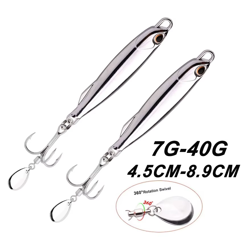 Jig metálico plateado para pesca de spinning y jigging en mar