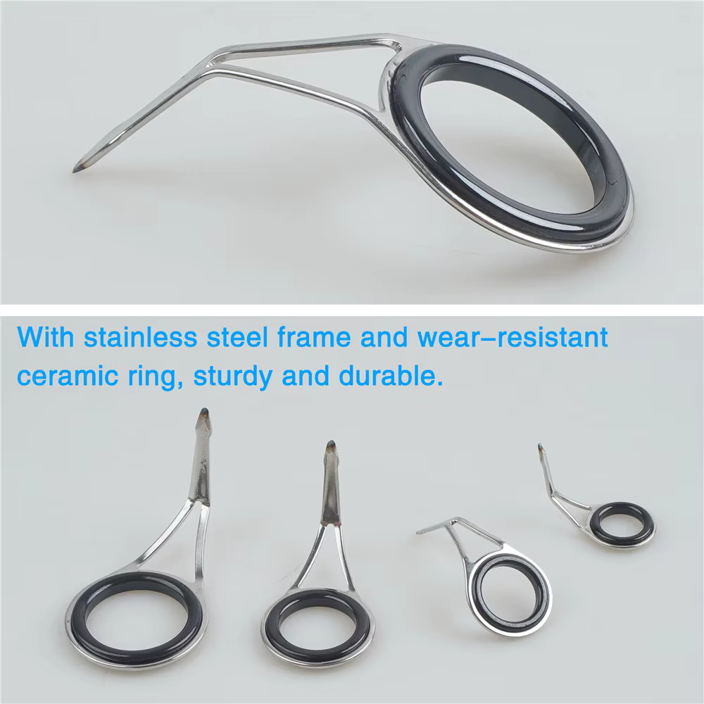Kit de reparación de guías de caña de pesca acero inoxidable anillo cerámica 8/16 uds - imagen 2